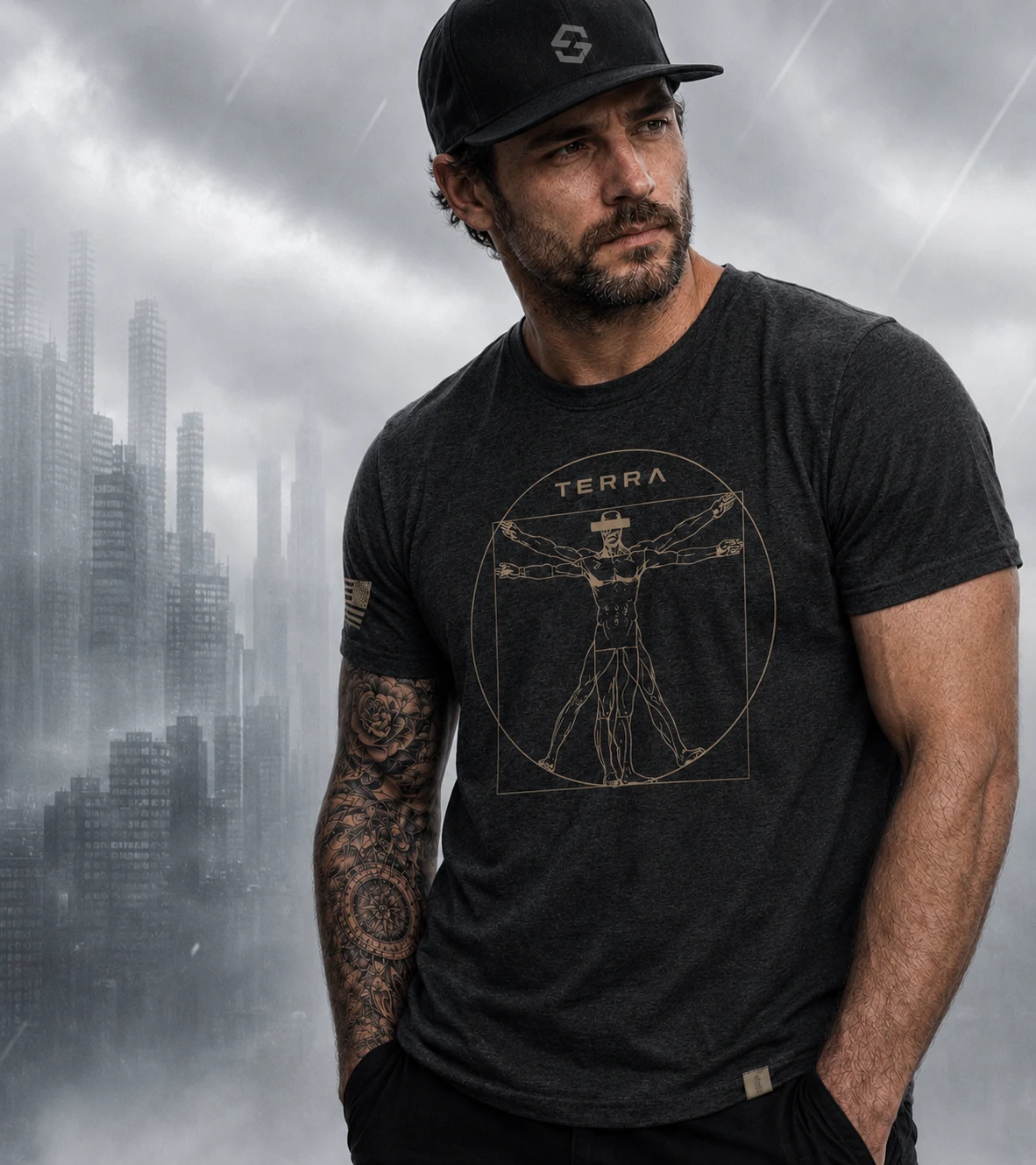 Vitruvian Tee in the city
