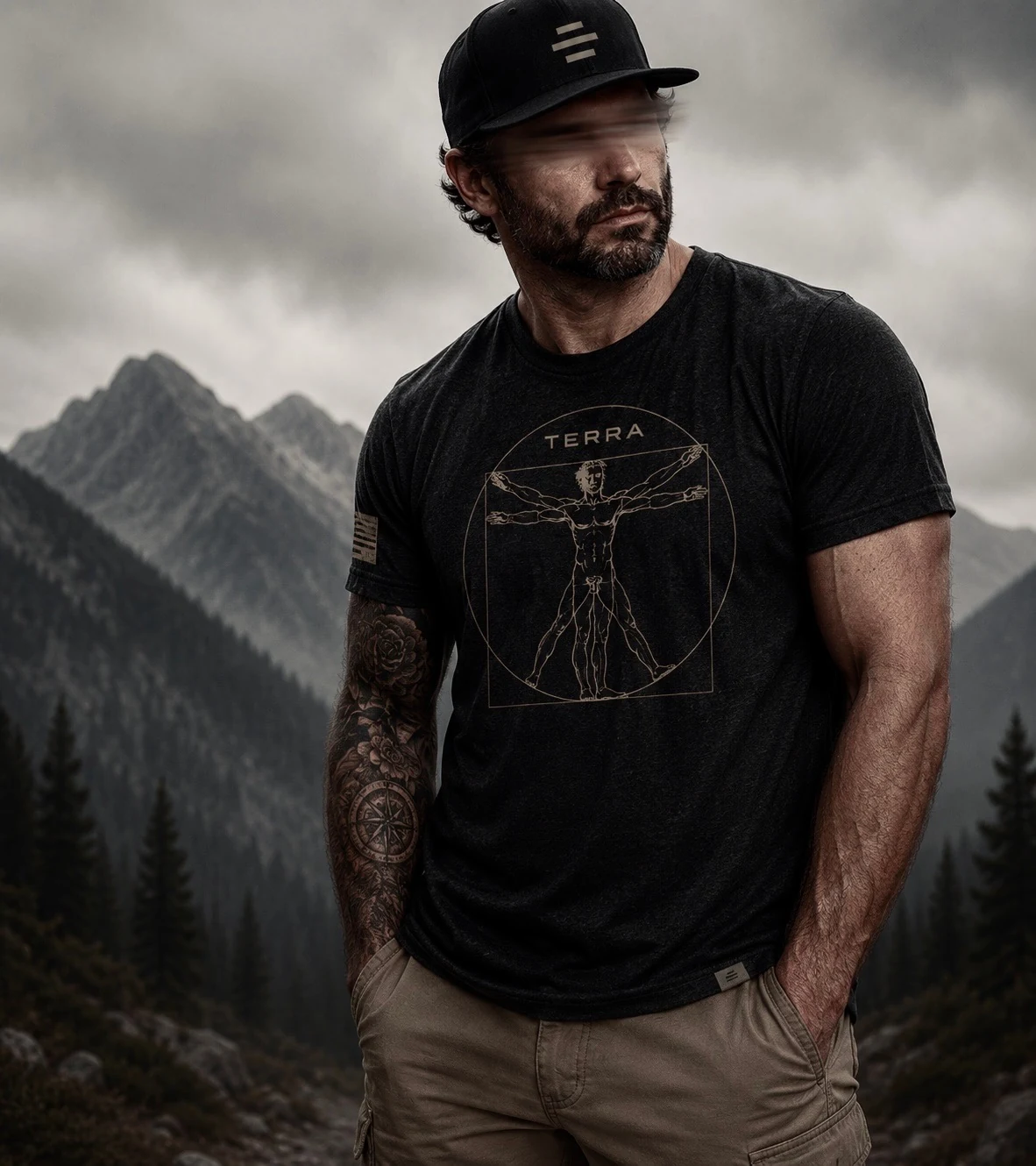 Vitruvian Tee in the field